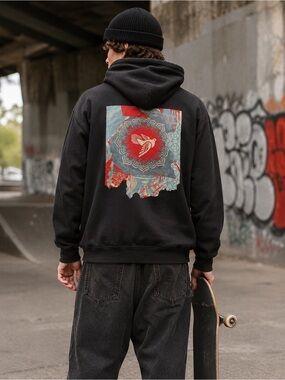 Obey Hoodie Black Graphic Back Print Pullover Sweatshirt XS Streetwear